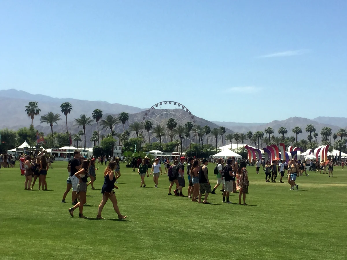 Festival grounds and Ferris wheel at Coachella in 2015
